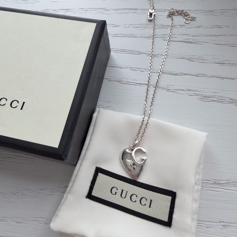 Gucci Silver G Heart Necklace